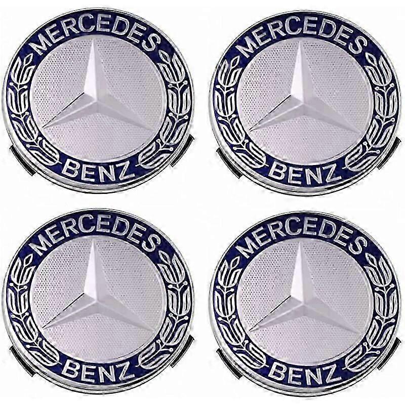 Lot de 4 cache-moyeux compatibil avec Mercedes Benz 75 mm - Bleu