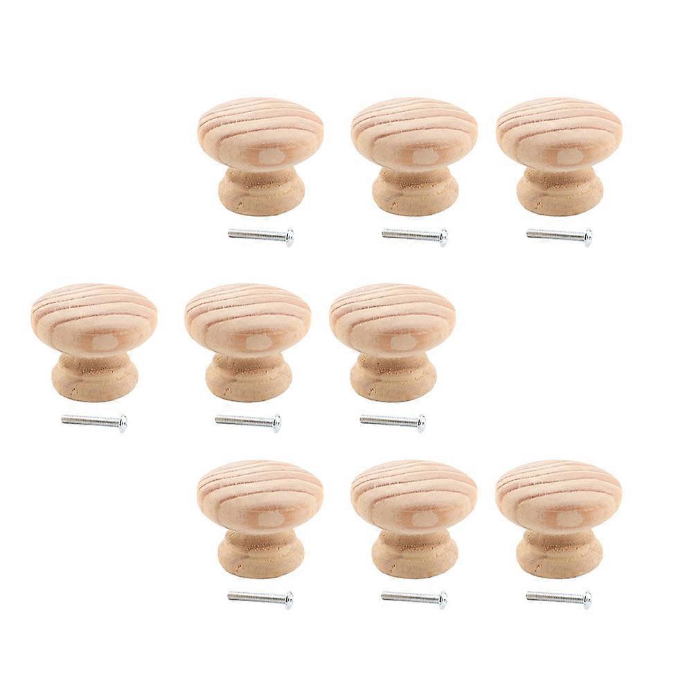 Beige Wooden Cabinet Knobs for Drawer Pull Handles 27Pcs Round Set