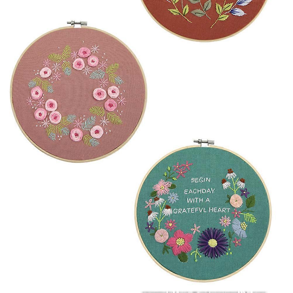 DIY Embroidery Tools Kit 3Pcs Square Green Handmade Starter Kit For Women And Girls While Spring Enjoying Creative Crafts