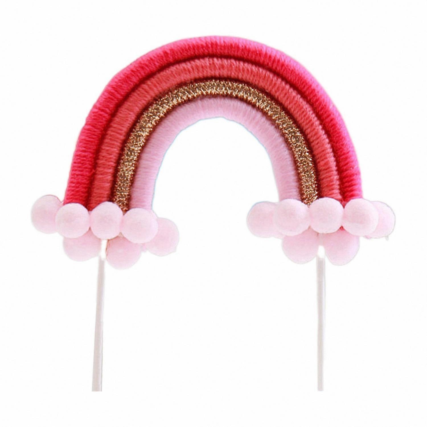 Rainbow-Shaped Cake Insert Handwoven Cotton Rope Decoration for Birthday Parties and Festive Baking