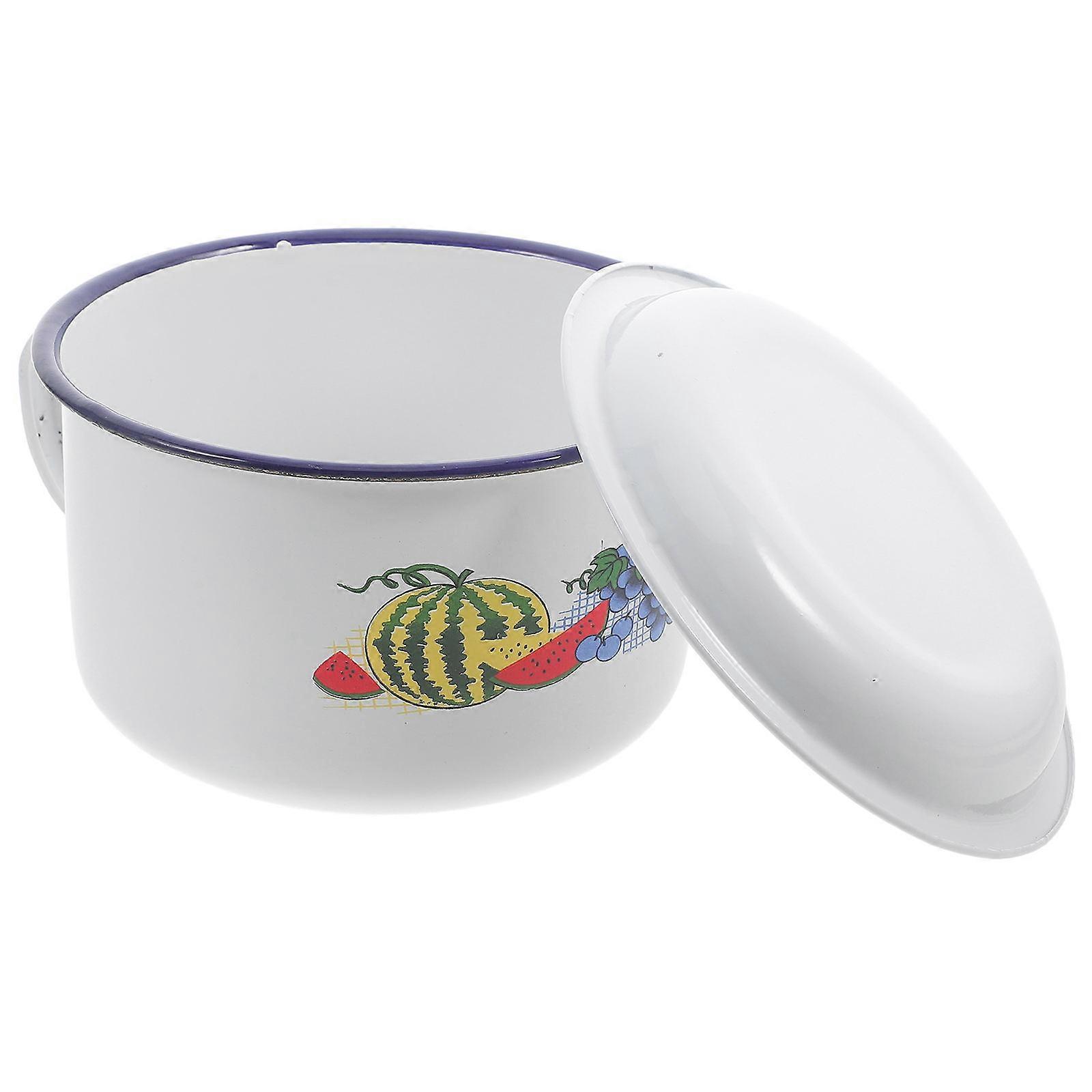 Antique Kitchen Bowl Enamel Storage Container for Home Use 1Set