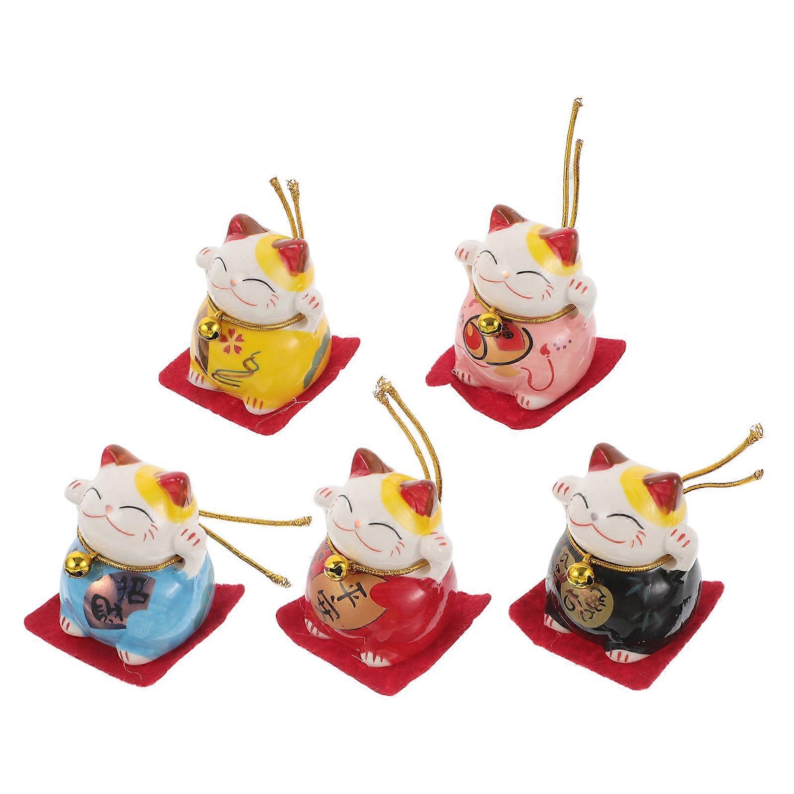 Auspicious Cat Ceramic Ornament for Decoration 25Pcs Tabletop Decor