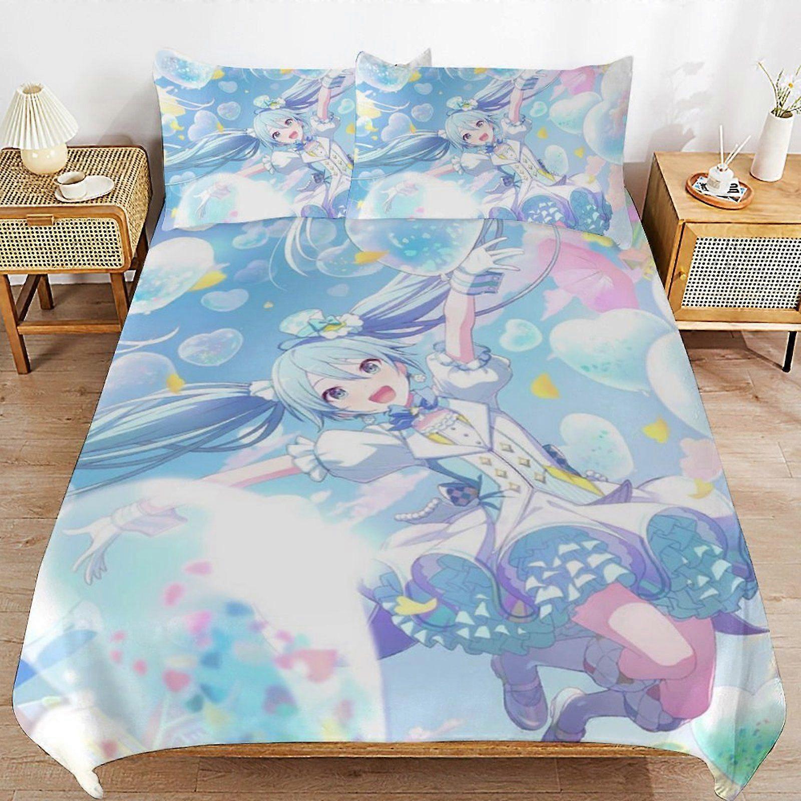 a376 Hatsune Miku Premium Zipper End Soft Fabric Restful Sleep Comfort Duvet Cover Sets for Home Essentials b376