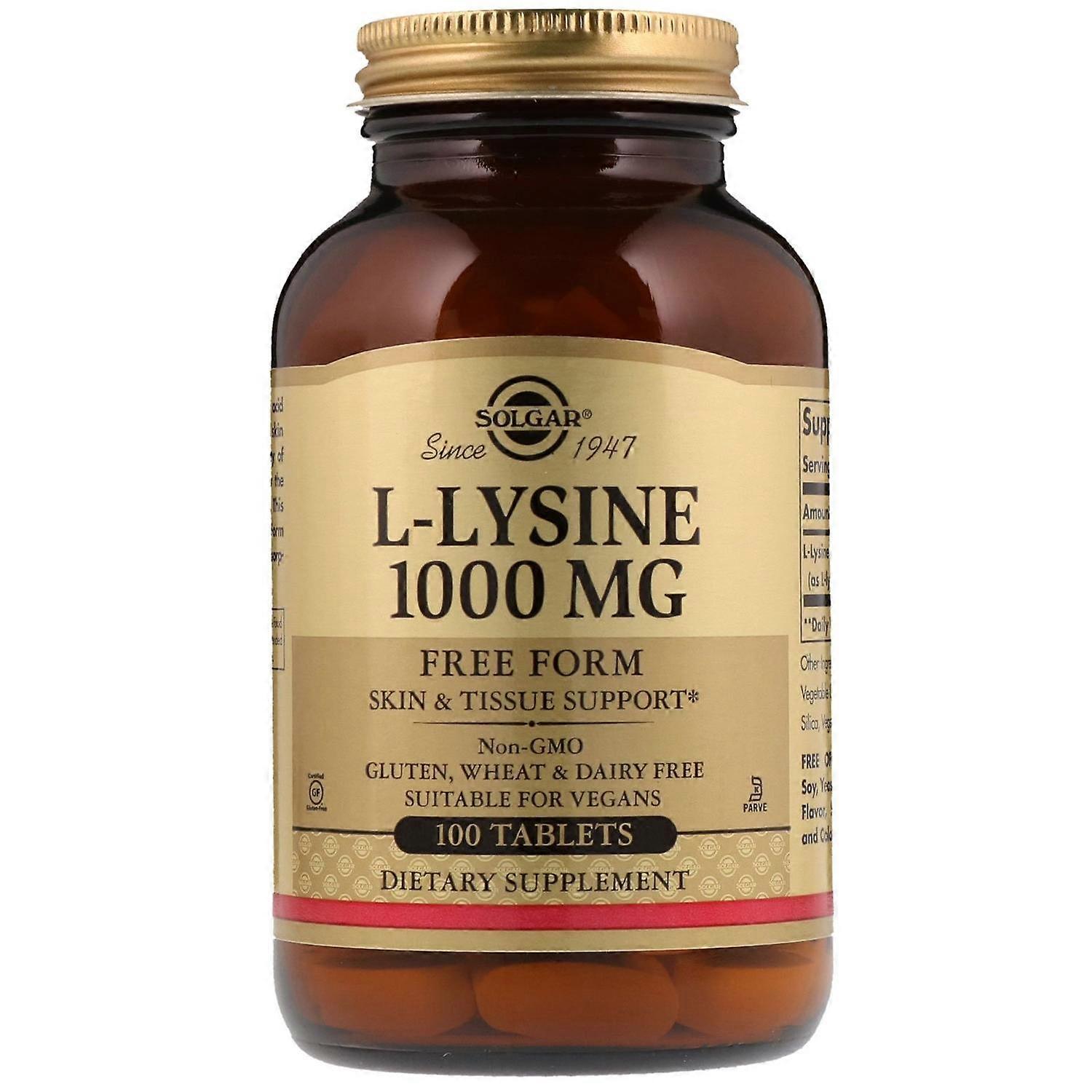 Solgar, L-Lysine, Free Form, 1,000 mg, 100 Tablets