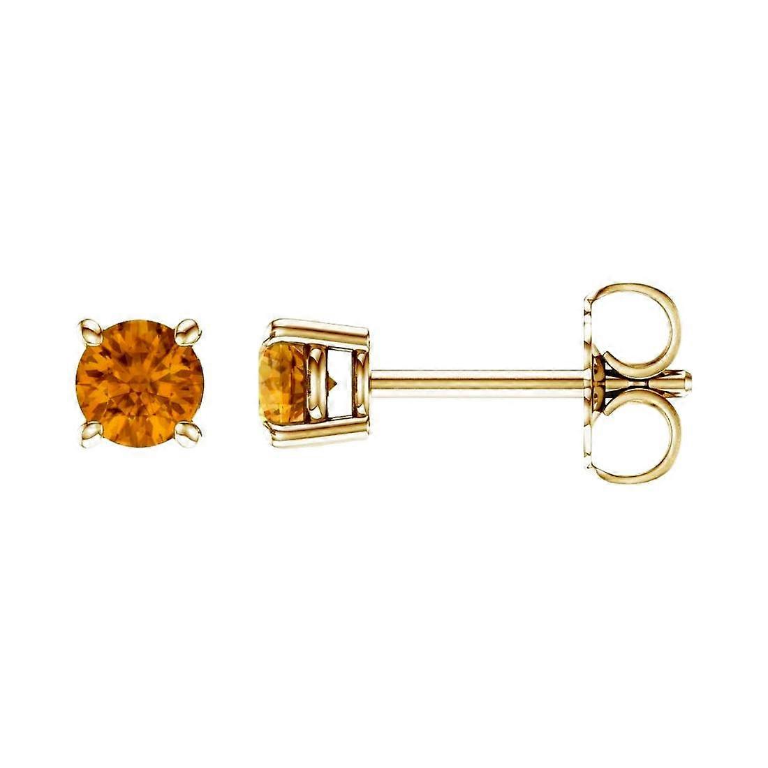 Boucle d’oreille clou d’oreilles en or jaune massif 14 carats citrine polie à friction pour femmes