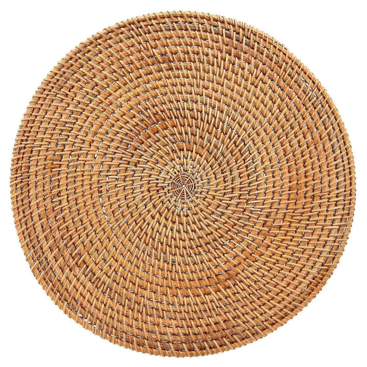 Handwoven Rattan Placemats,Round Wicker Table Mats, Natural Woven Placemats for Dinner Table,Heat Re
