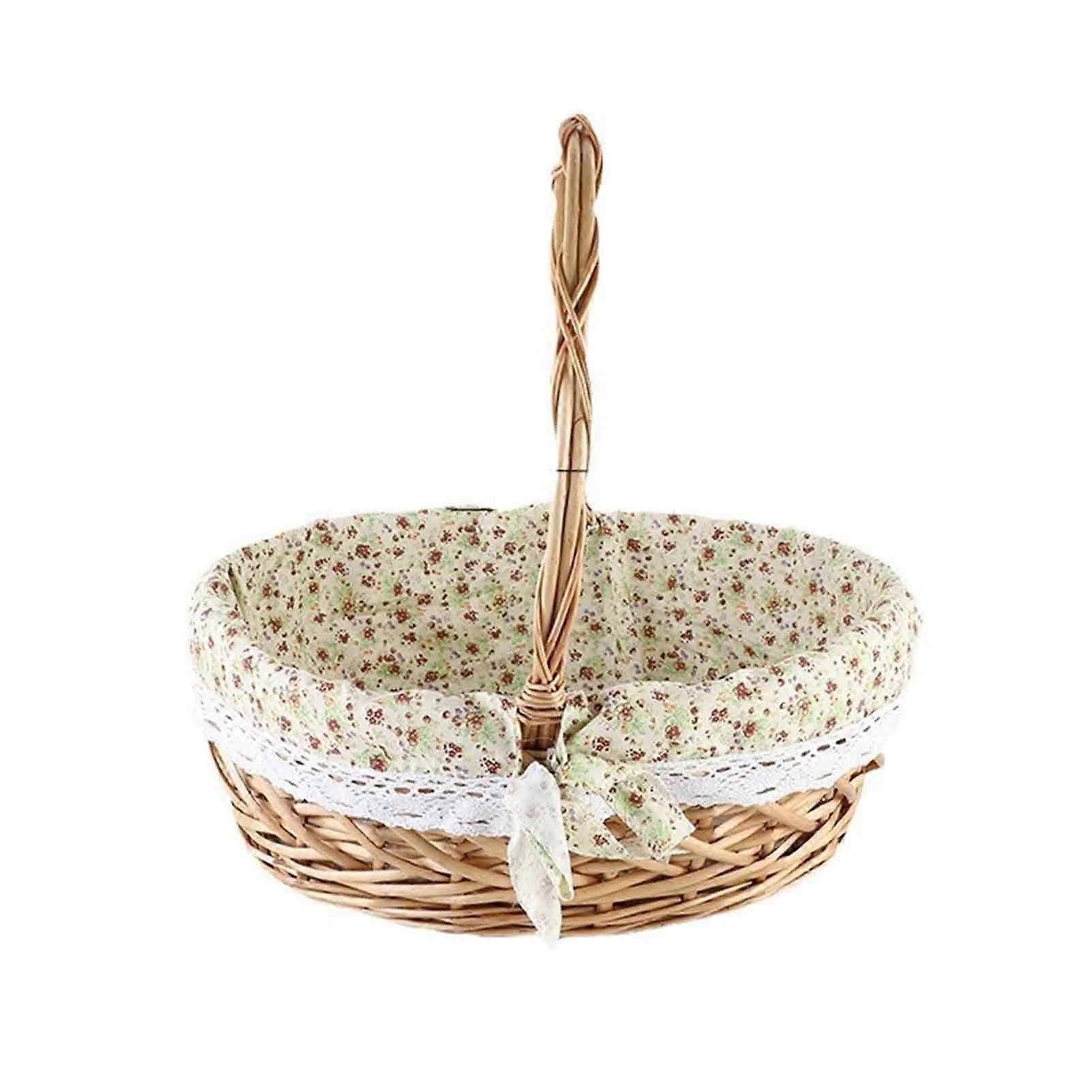 Wicker Picnic Basket with Handle Large Capacity Strong Load-bearing Storage Basket Fruit Serving Basket Decor