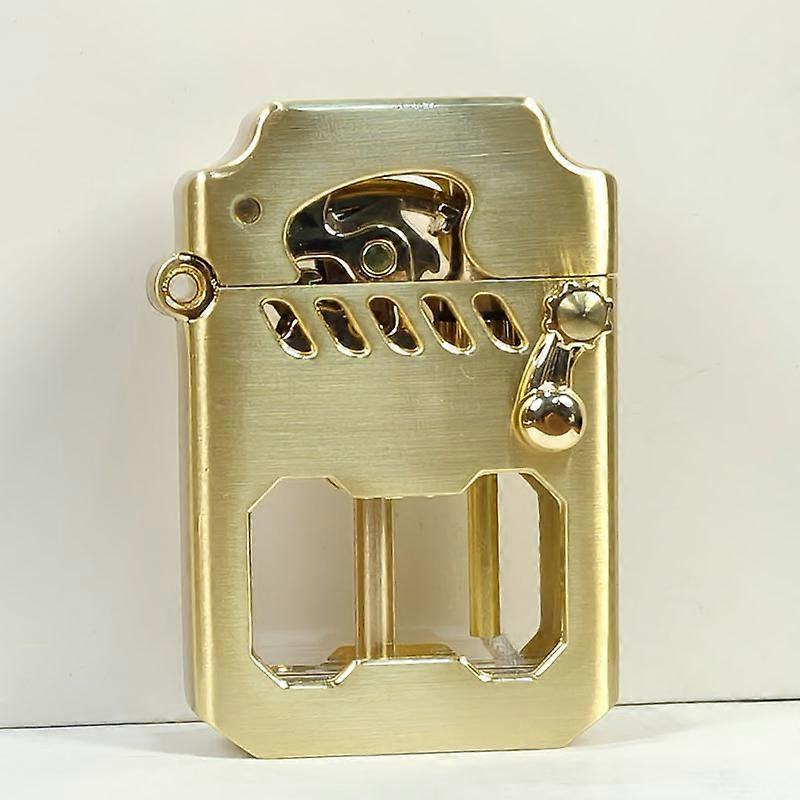 Mechanical metal crank lighter (fuelless), retro kerosene windproof lighter