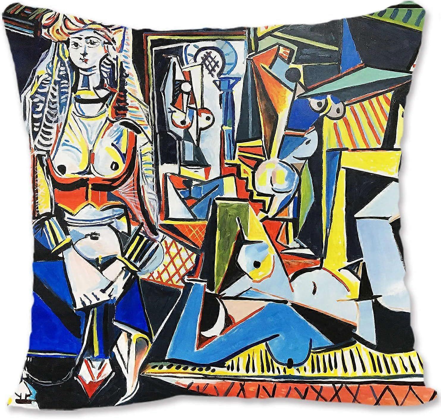 h207装飾的なスロー枕カバー抽象芸術 - ピカソ - 着席ヌードB-アルジェの女性II B(A1-775)lm207