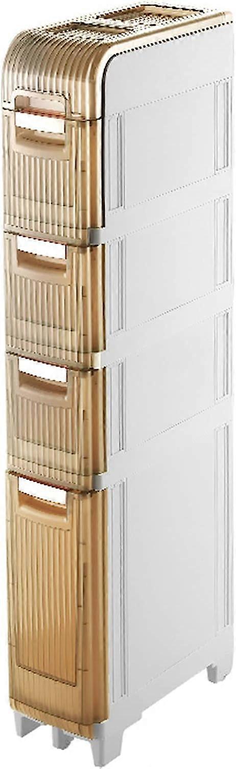 3/4/5 Tier Bathroom Floor Cabinet With Clear Drawers And Casters Waterproof Toilet Paper Cabinet For Small Spaces