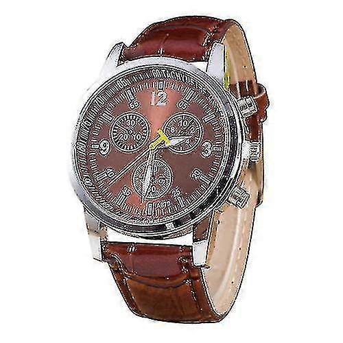 Luminous Round Dial 3 Decoration Dials Unisex Quartz Watch With Pu Leather Band