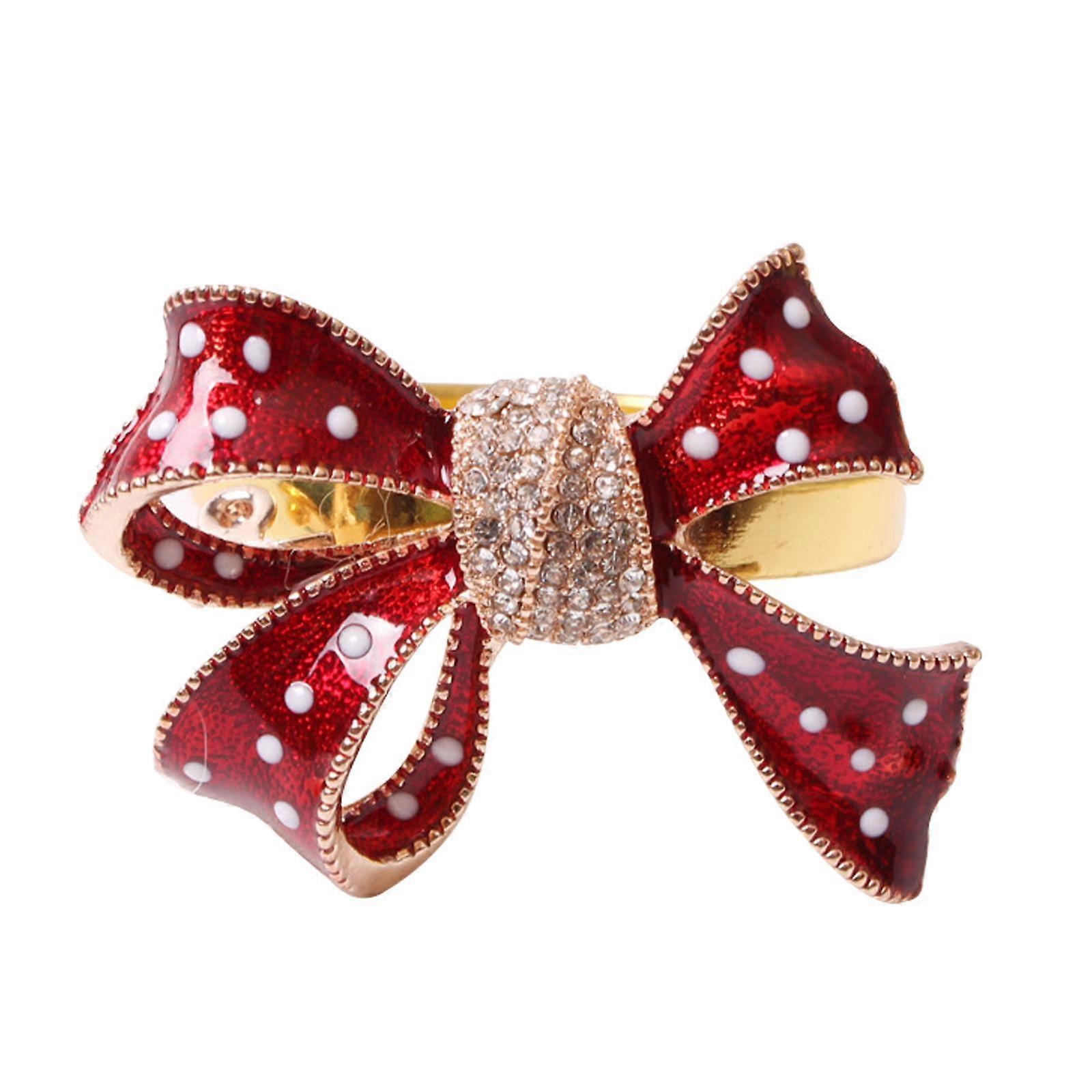 Chirstmas Bowknot Napkin Rings Xmas Bow Napkin Holders for Dinning Table Setting