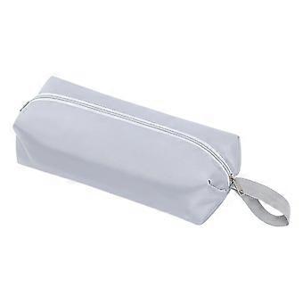 Organizador de poliéster para secador de pelo con amplios compartimentos, resistente al agua, portátil, ideal para viajes. Color blanco.