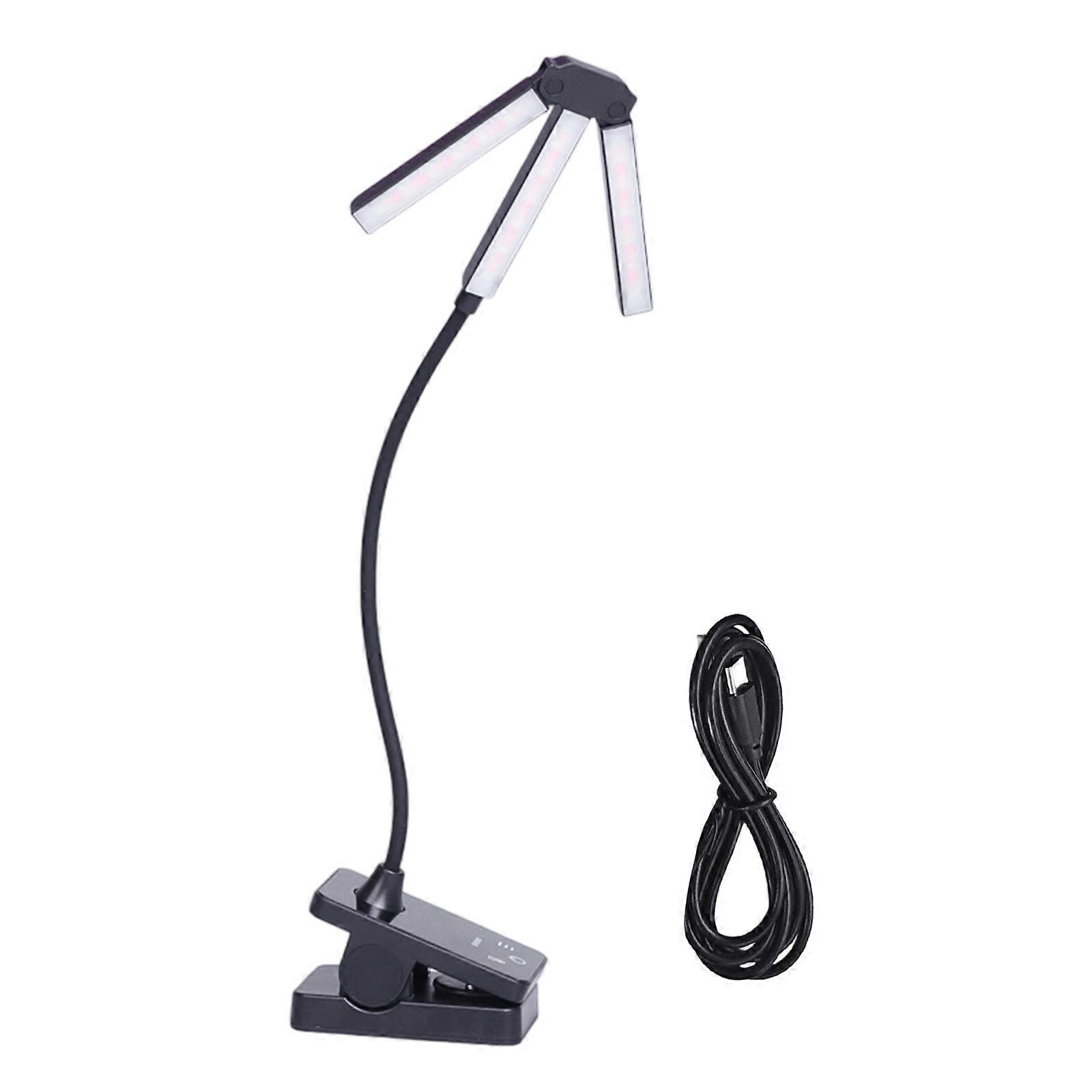 3 Head Dormitory Night Light LED Reading Light Eye Protection Desk Lamp Rechargeable LED Book Light Small Desk Lamp Multicolor