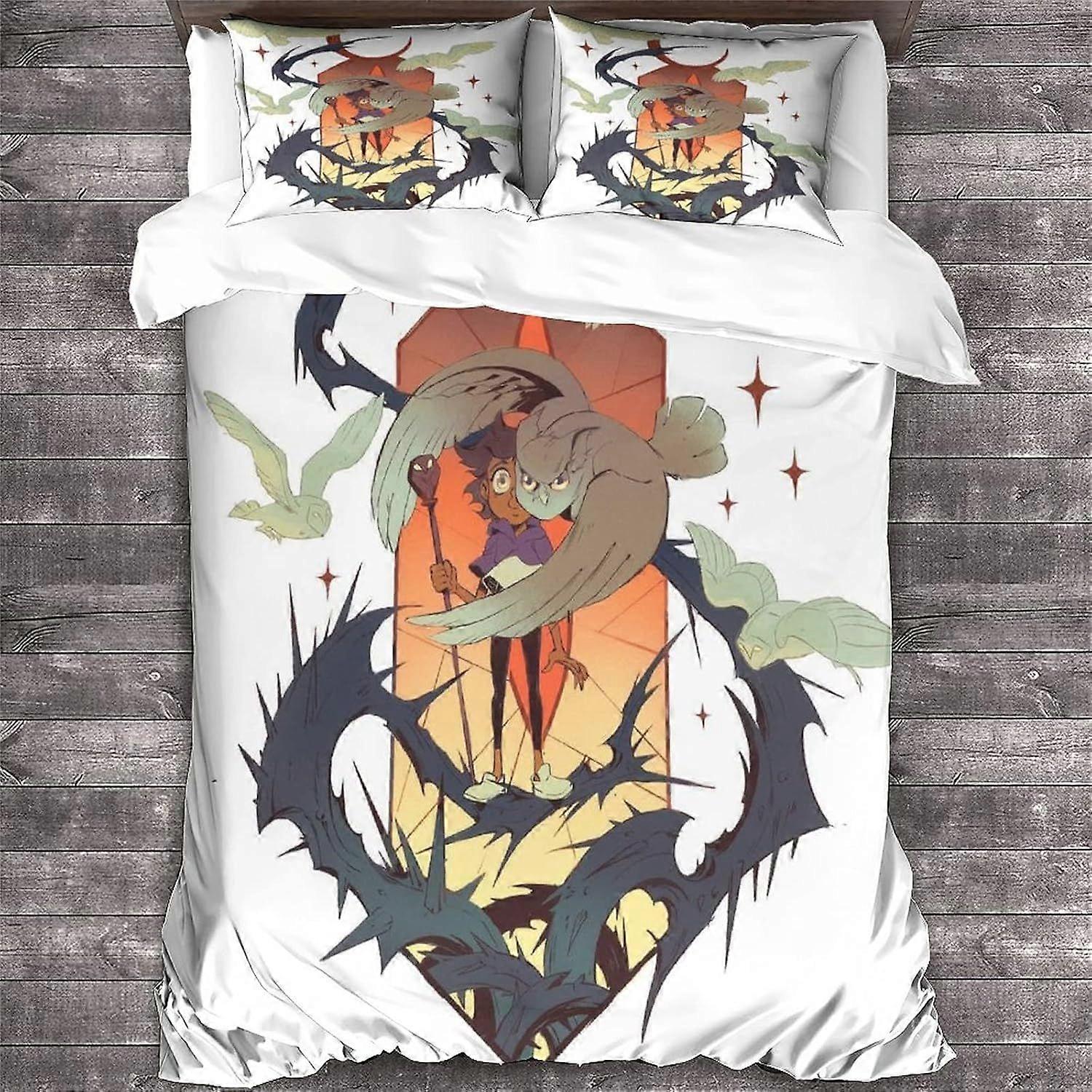 NOOFIE A Coruja Casa Duvet Capa com fronhas Animação Animação Animação Roupa de Cama Set com zíper Fechamento Capa macia de microfibra