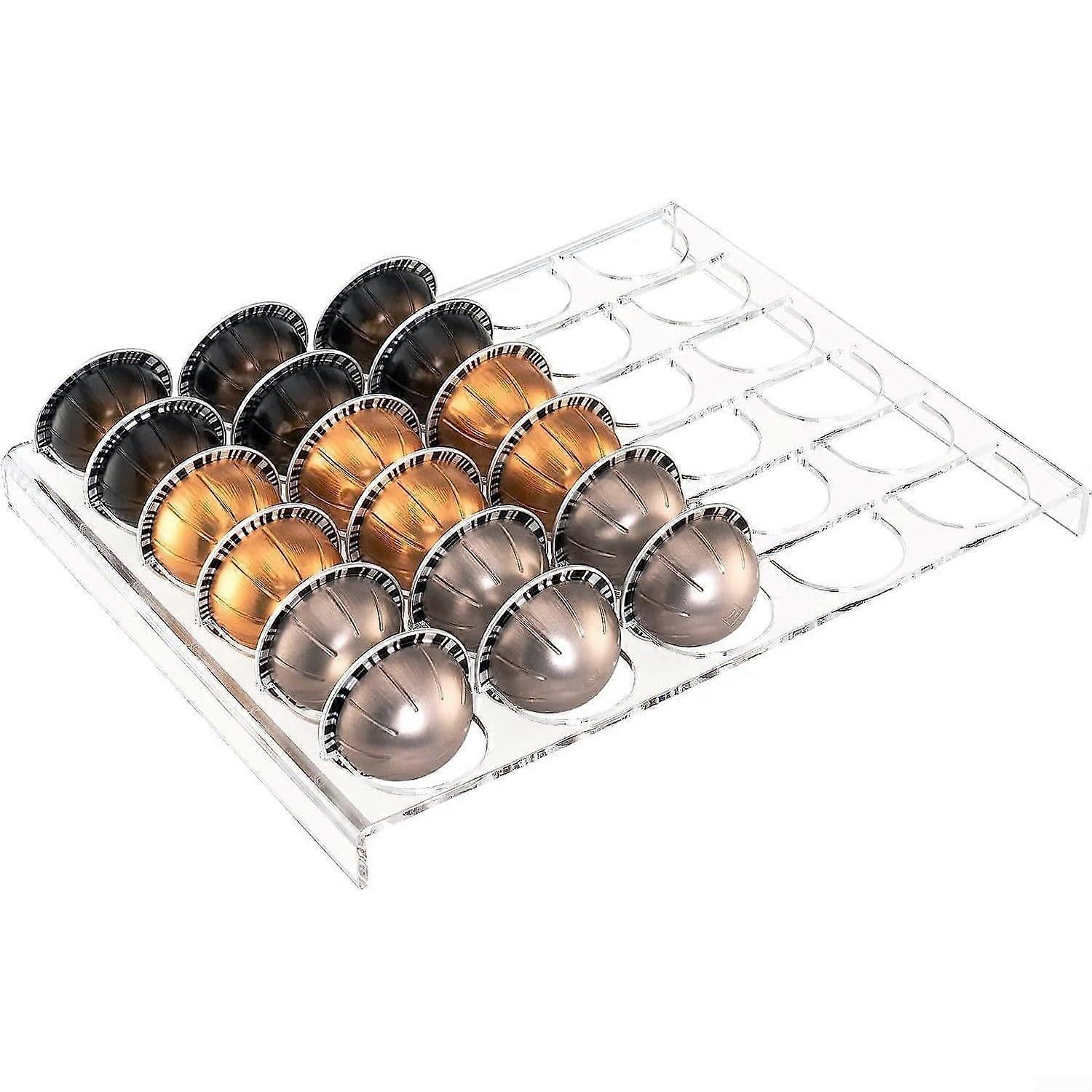 Coffee Capsule Organizer Tray for 30 Pods, Compact Drawer and Cabinet Storage (1 Piece)