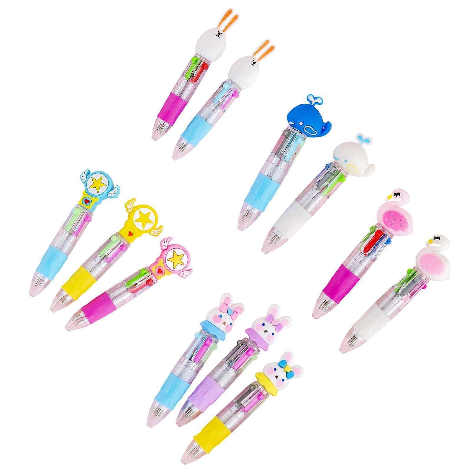 12Pcs Multicolor Retractable Design Ballpoint Pens 4 in 1 Colors Ballpoint Pen For School Learning and Work Efficiency Multicolor