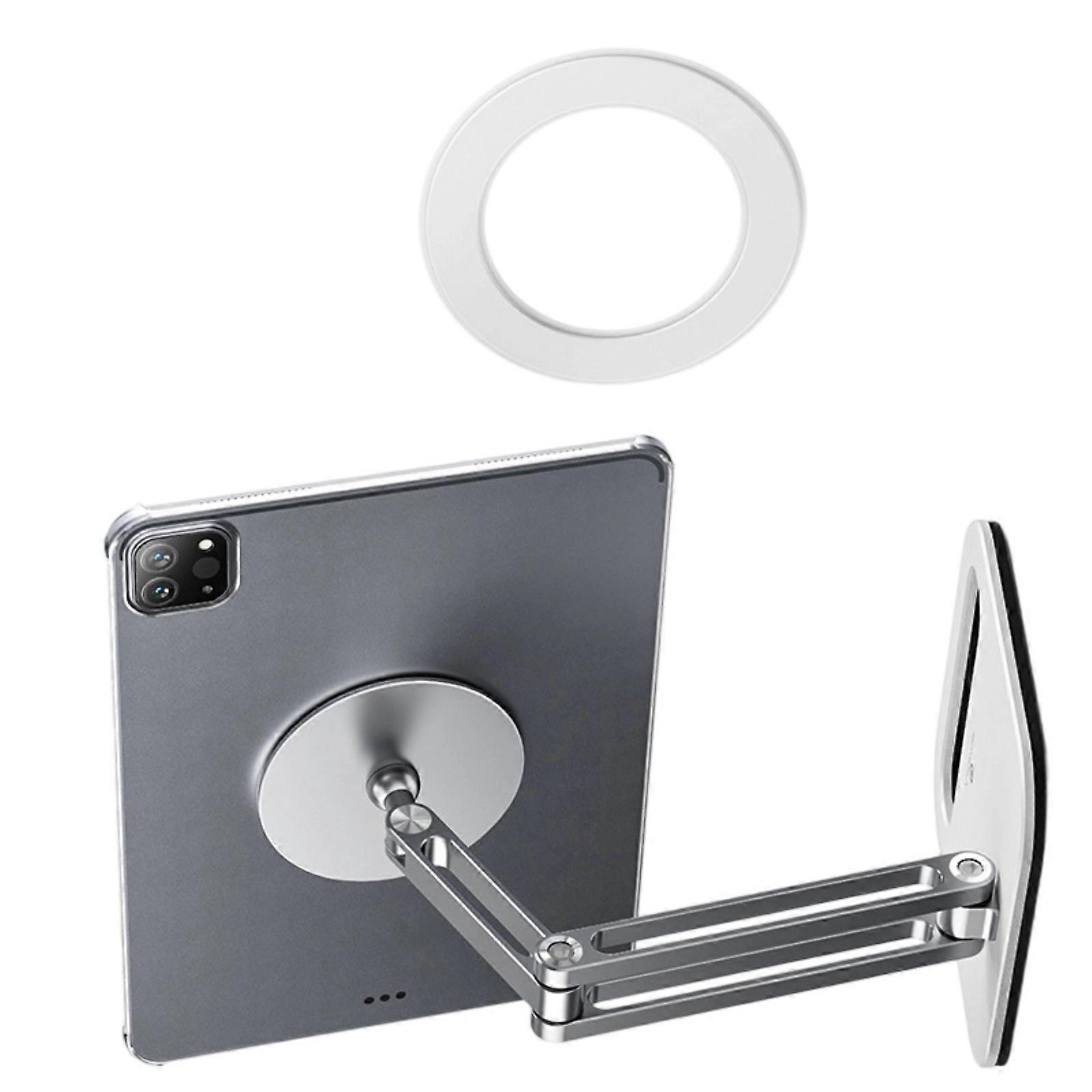 Foldable 360 Degree Rotating Tablet Holder Magnetic Desktop Stand Expandable Aluminum Expandable Desktop Mount Bracket  Silver
