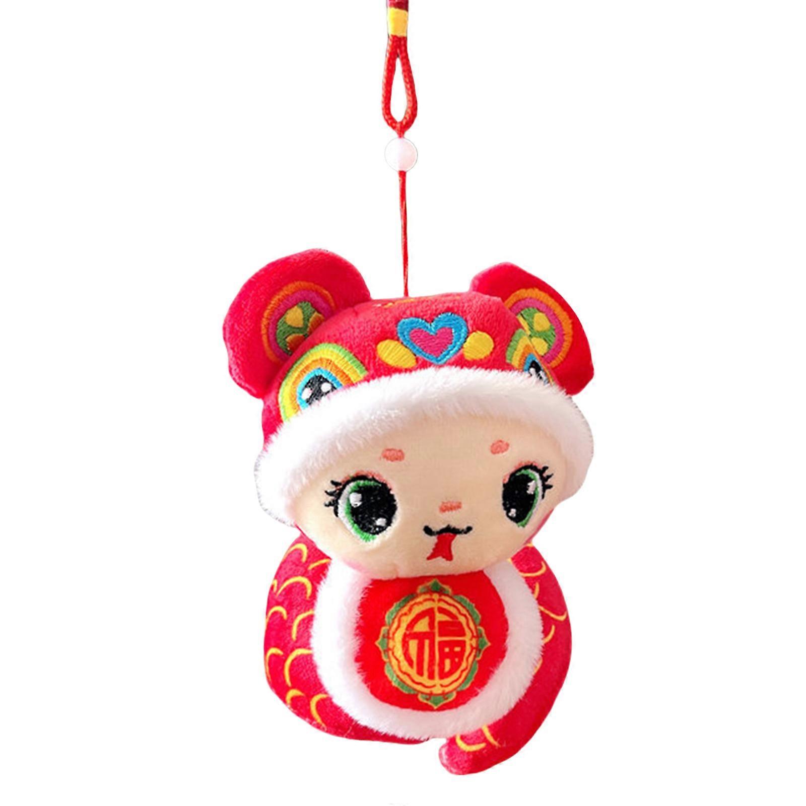 2025 Snake Mascots Stuffed Plush Toy with Hanging Rope Handmade for Home Office New Year Party Decorations Multicolor