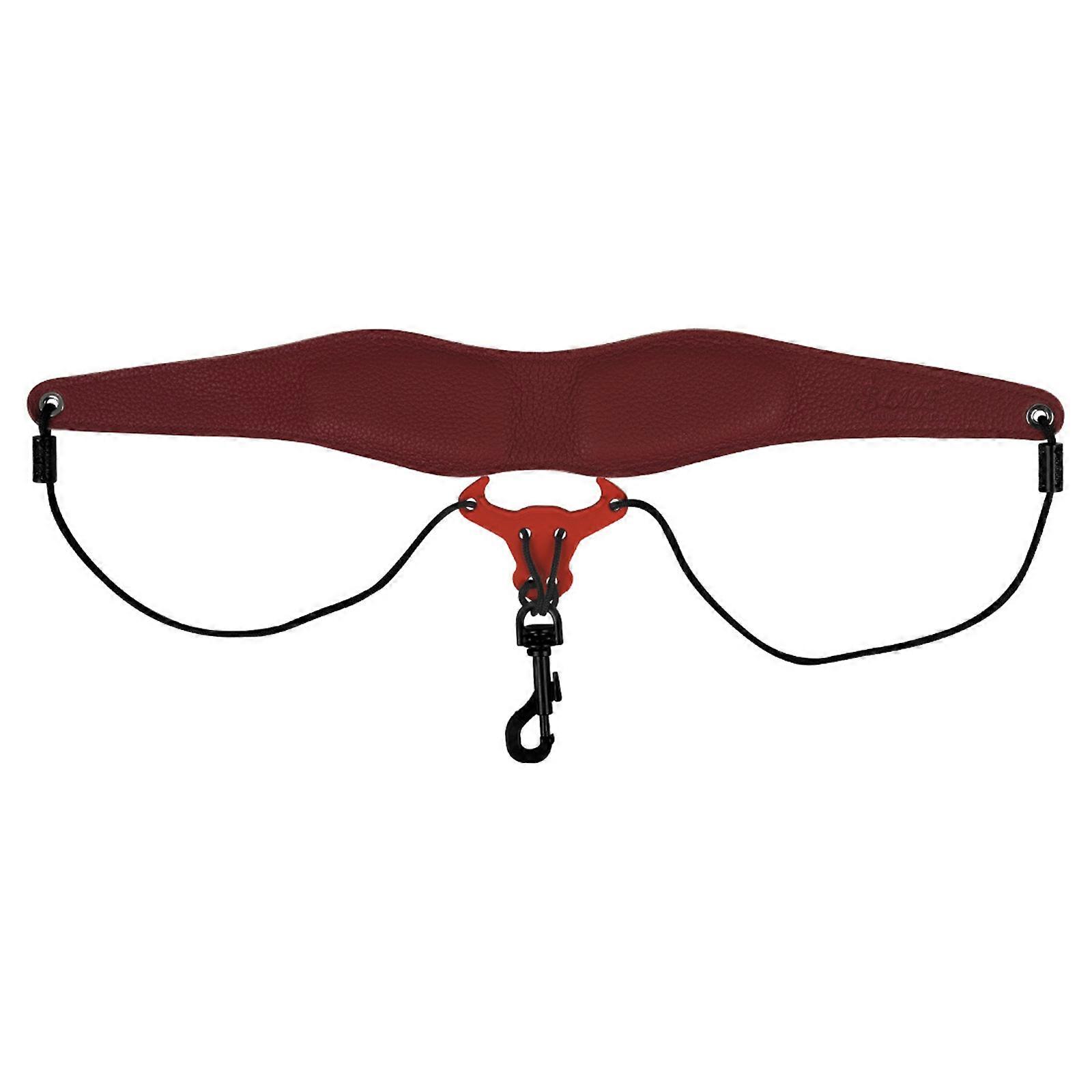 Dubbel axelrem justerbar lätt läder saxofon lanya för säkert instrumentstöd vinröd