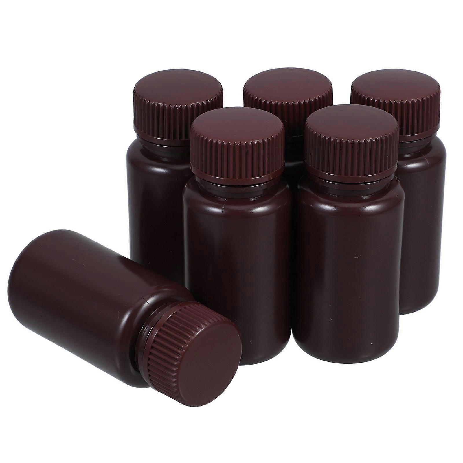 6pcs Laboratory Reagent Bottle Empty Bottles Storage Containers Sample Sealing Bottles (60ML)
