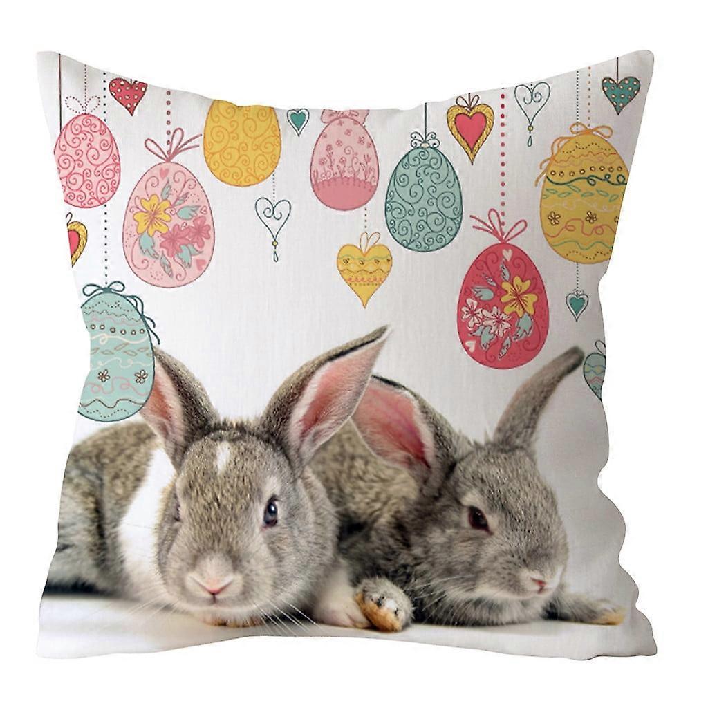 Easter Rabbit Print Pillow Case Polyester Sofa Car Cushion Cover Home Decor