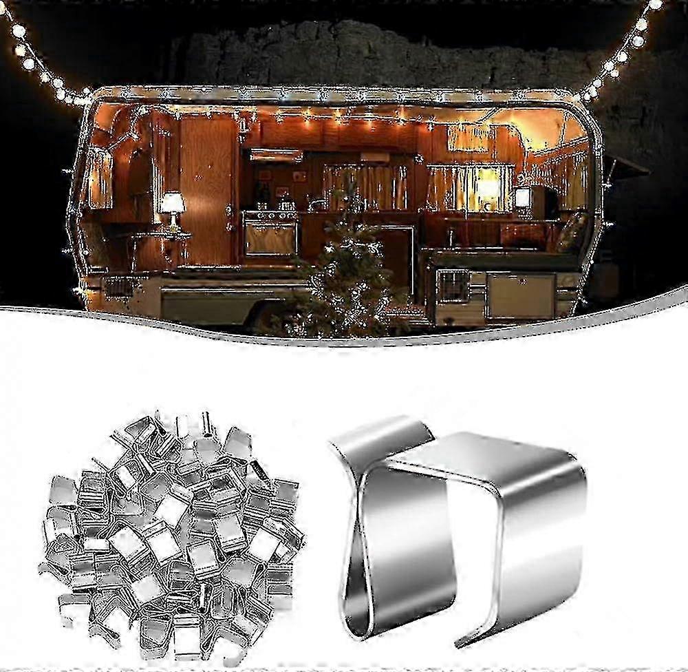 50pcs Rope Light Gutter Hooks, Stainless Steel Gutter Hang Clips Outdoor Hang Hooks