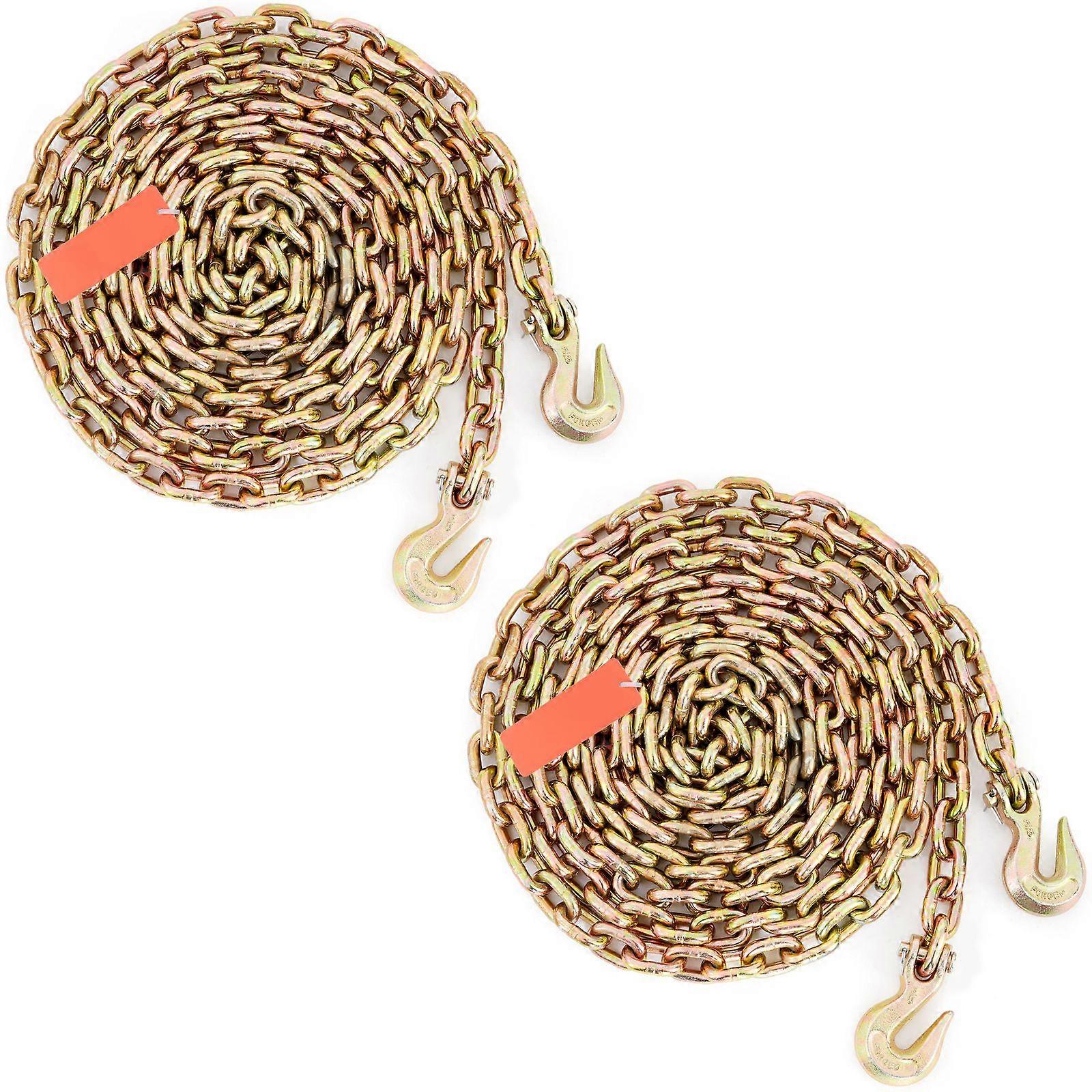 Transport Binder Chain, 7100lbs Working Load Limit, 3/8''x20' G80 Tow Chain Tie DownGalvanized for Dock Factory Construction Site, 2 Pack