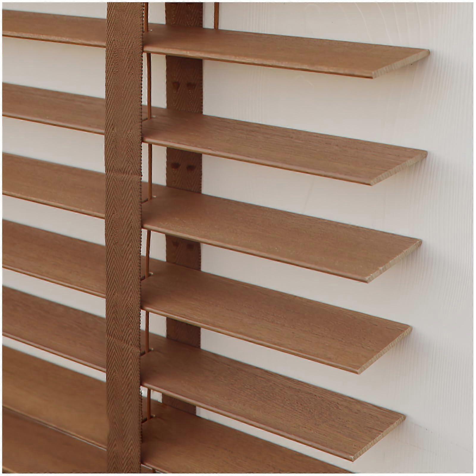 Light Brown 50mm Wooden Venetian Blinds for Windows Home Office, Custom Size, Easy Light Control