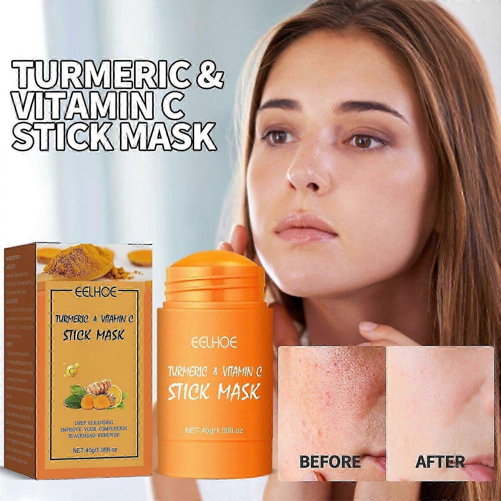 Ginger Yellow Mud Facial Mask Stick, Acne Removing Pore Shrinking Cleaning Solid Facial Mask