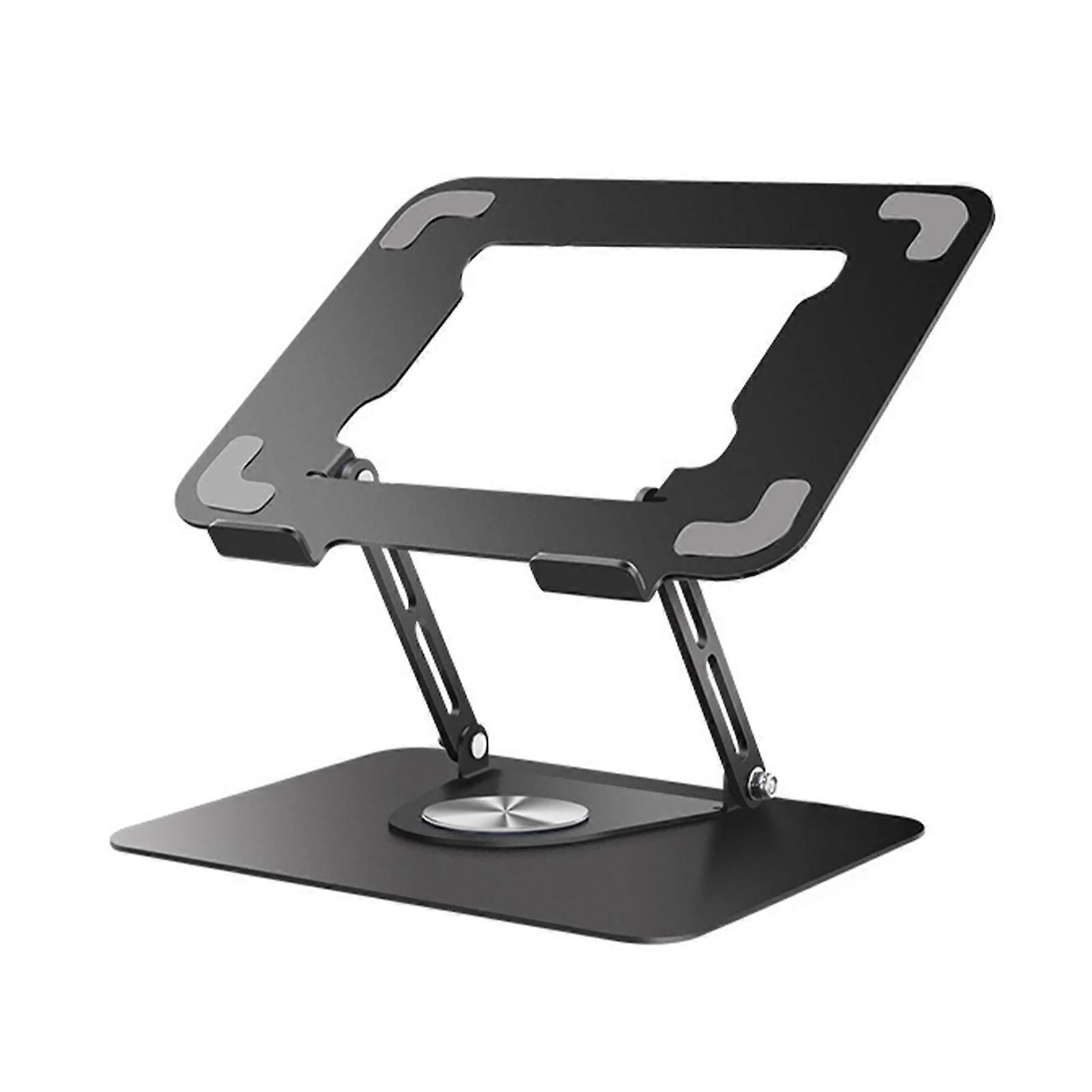 Black Laptop Stand for Desk with 360° Rotating Base, Adjustable Height and Angle