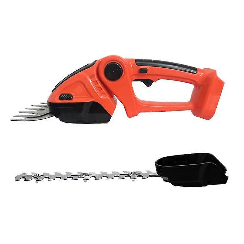 Cordless Grass Shears with 90° Rotatable Handle, 2in1 Mini Hedge Trimmer, Fast Charging Orange