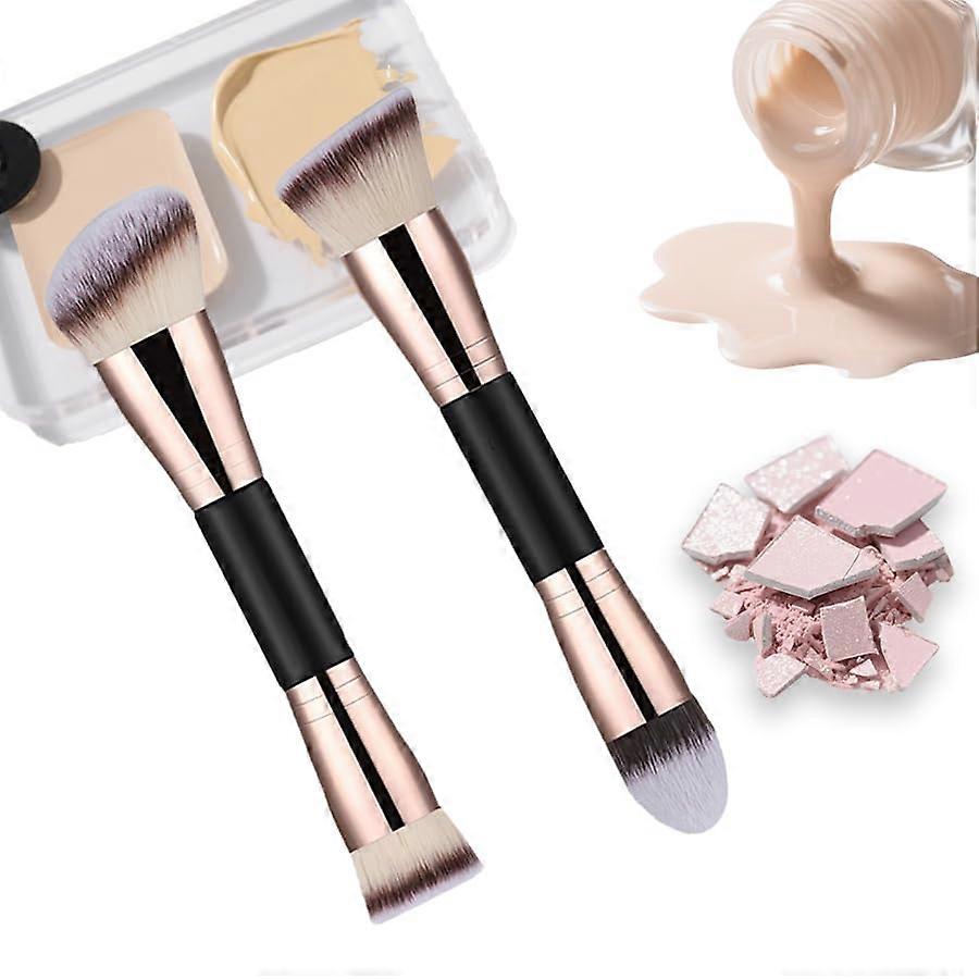Makeup Brush Set 2 Pack Dual Ended Foundation and Concealer Brushes for Flawless Blending