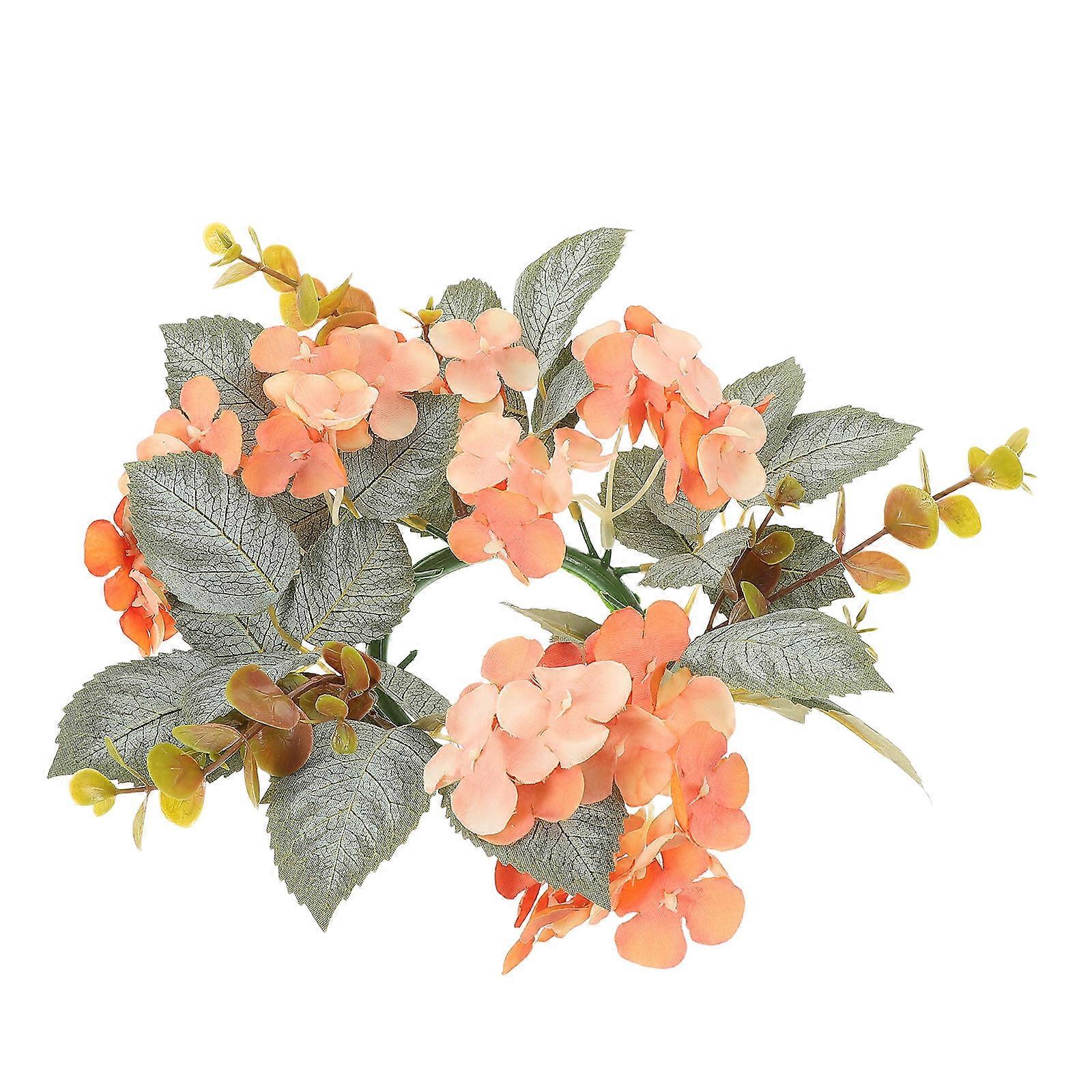 Artificial Hydrangea Wreath Candle Holder for Table Decorations