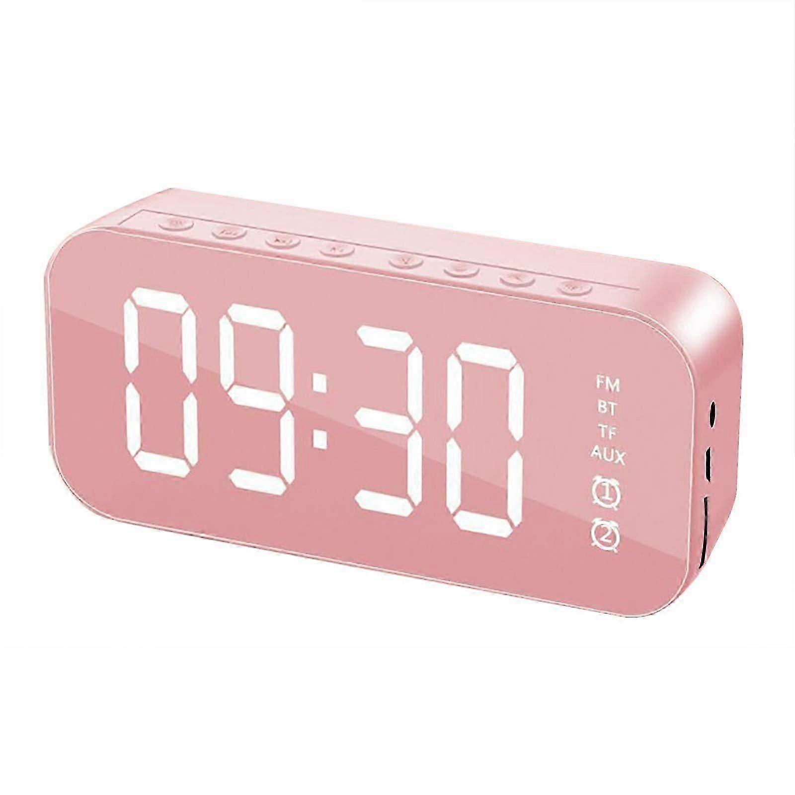 Digital Alarm Clock with Large LED Display, USB Charger, Loud Alarm for Heavy Sleepers, Bedroom Desk Home Pink