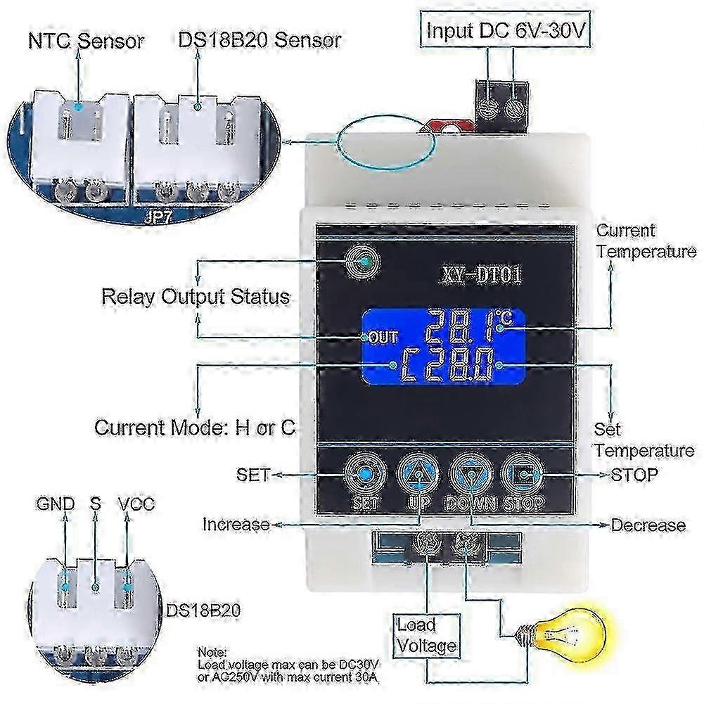 Digital Thermostat Temperature Controller with LCD Display, Adjustable -40��C to 110��C Range for Home Industrial Use