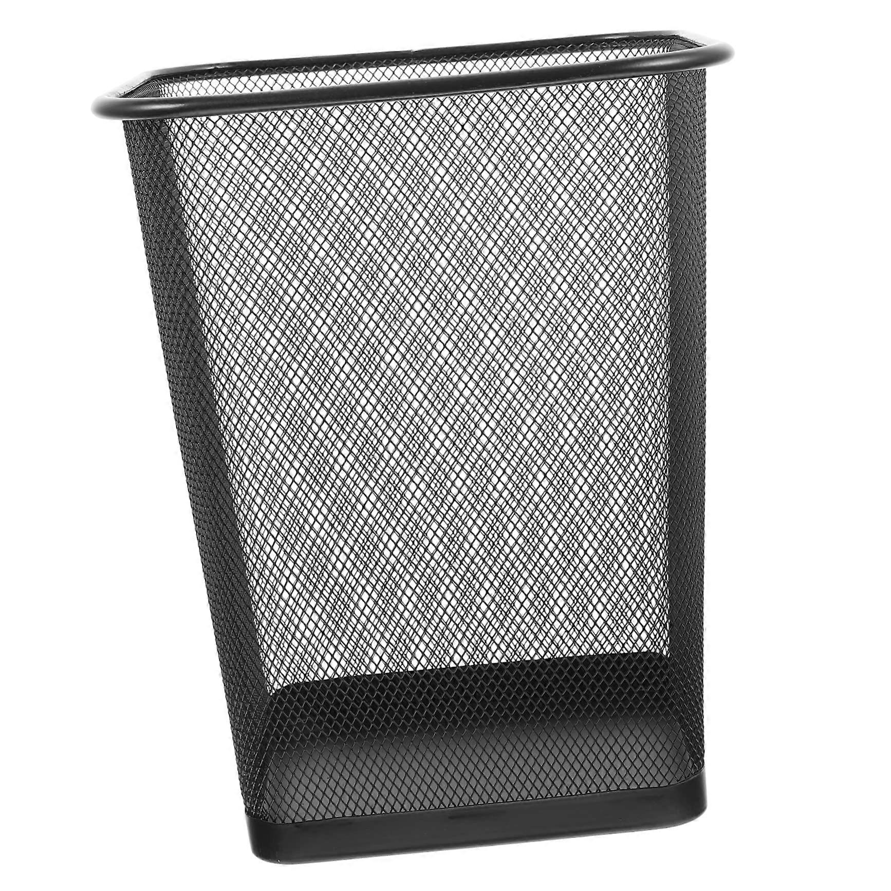Mesh Trash Can with Solid Base Metal Wastebasket for Office Bedroom and Kitchen