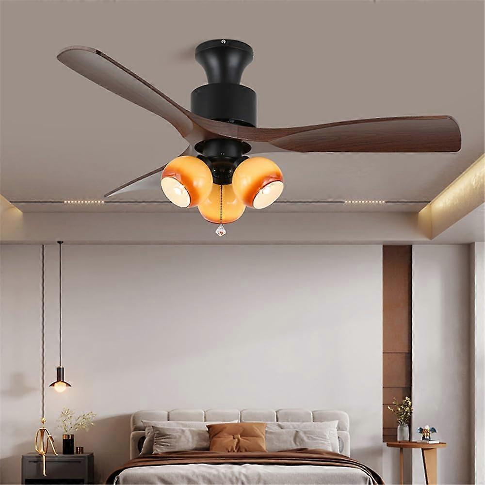 European Vintage LED Ceiling Fan Light with Remote, Energy Saving, Adjustable Brightness, Low Noise
