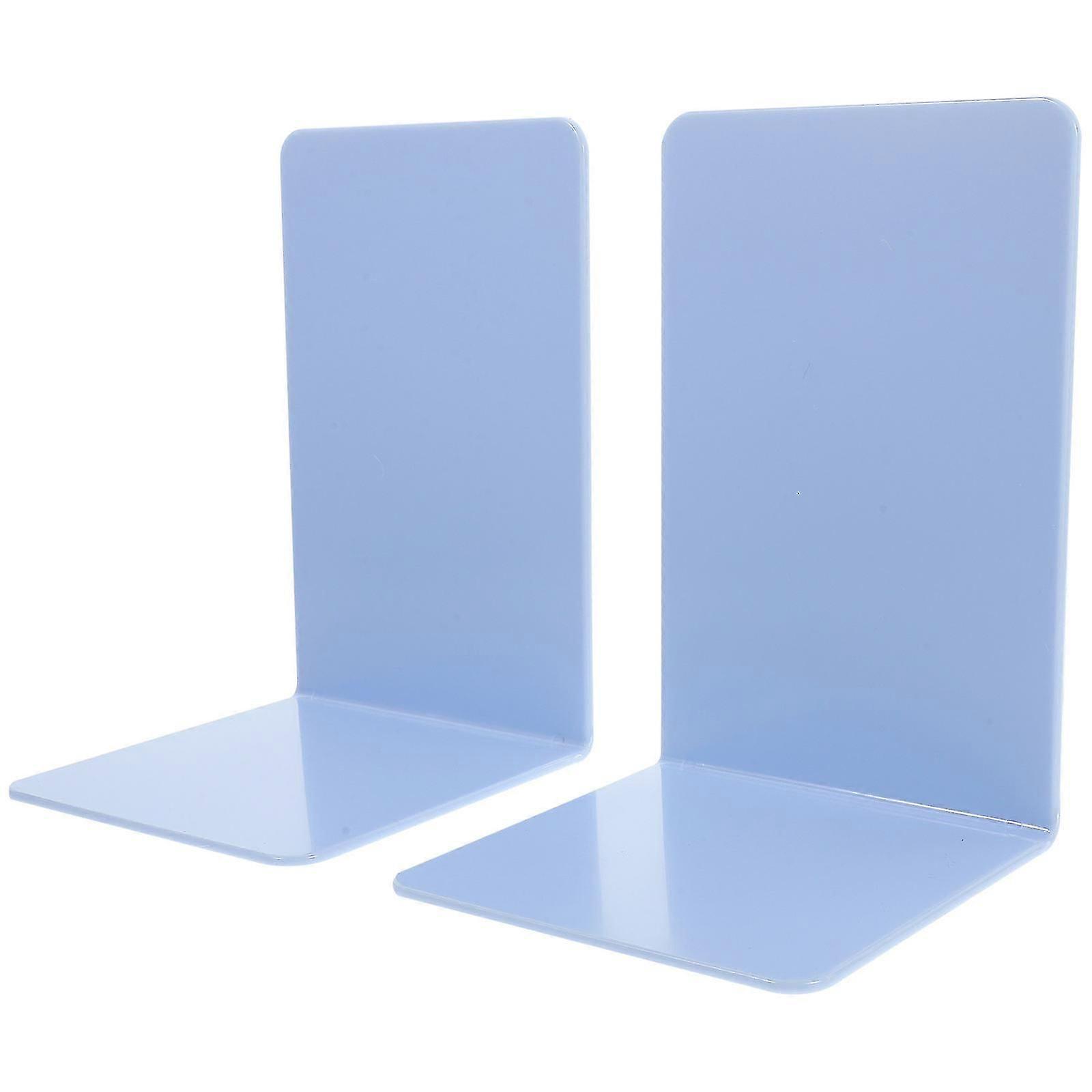 Decorative Office Bookends Blue Rectangular Minimalist Design Organizing Books 2Pcs