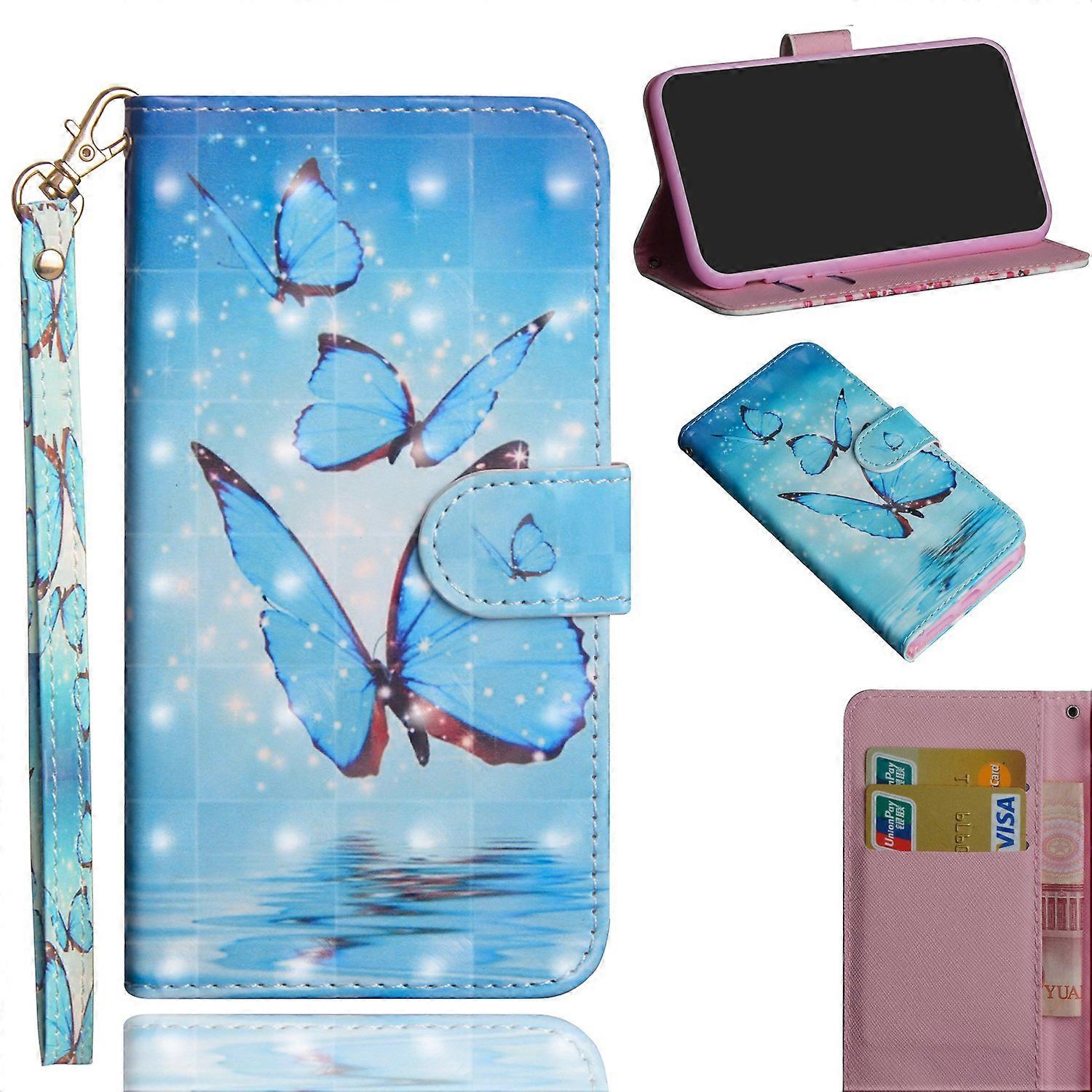 Light Spot Decor Pattern Printing Wallet Stand Leather Shell with Strap for Xiaomi Redmi 9C/9C NFC