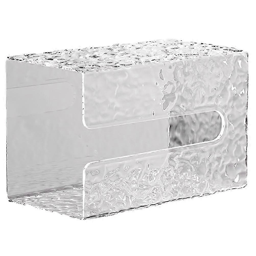 Tissue Dispenser Box Punch-free Rectangular Clear Wall Tissue Storage Case 25-26s