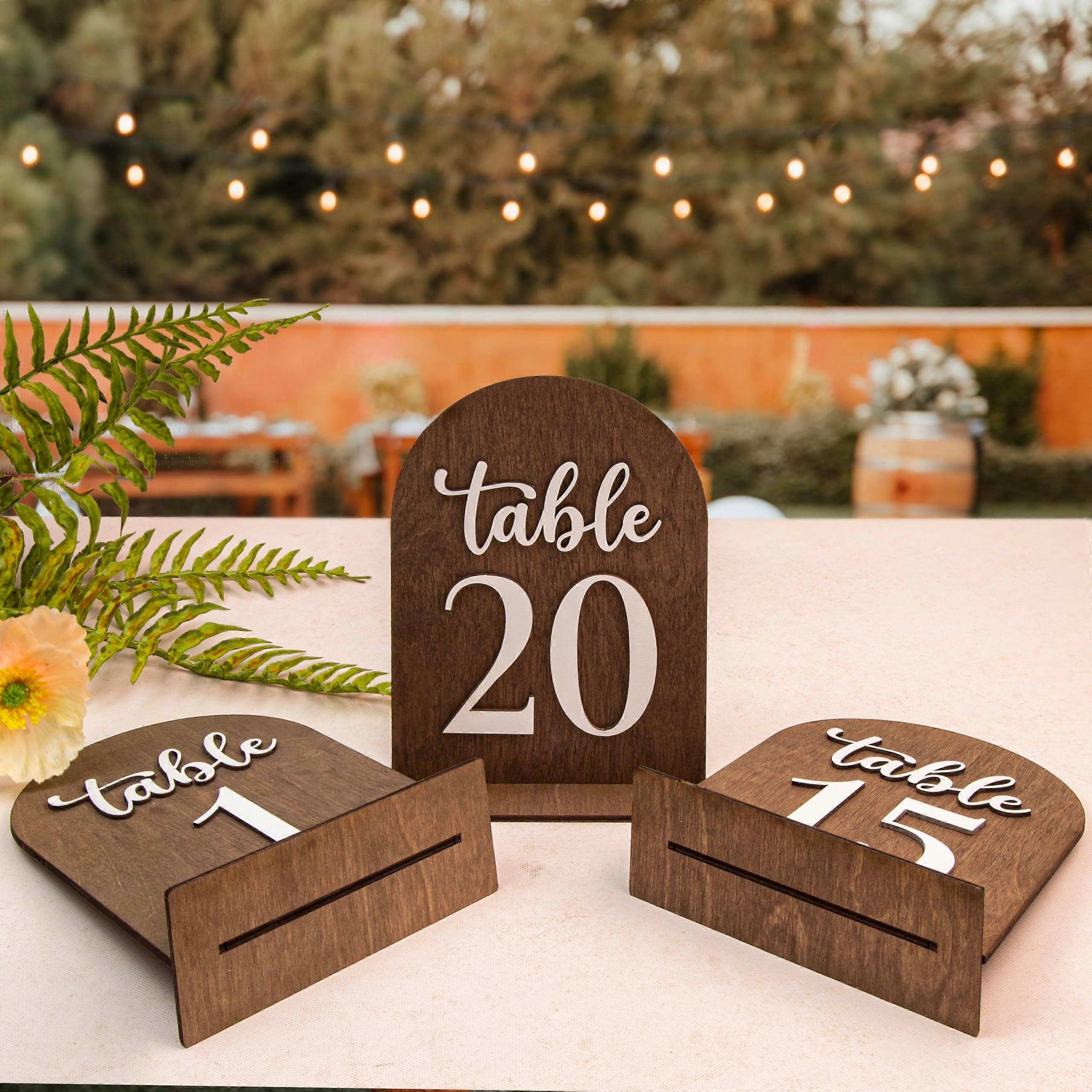 Wedding Table Numbers 120 with Stand, Rustic Wooden Arch Design for Wedding Reception and Events