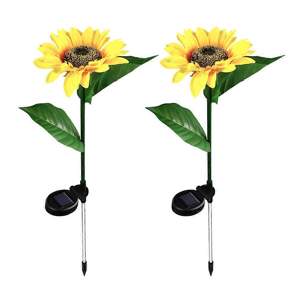 Ground Plug Solar Lamp Sunflower Stick Lamp for Decor 2Pcs