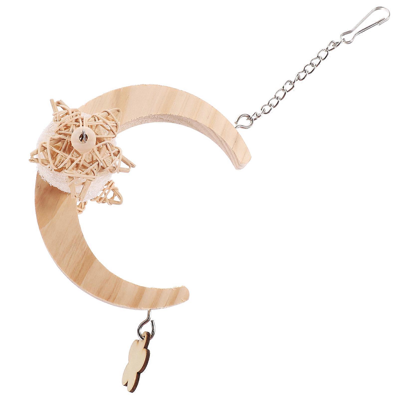 Parrot Chewing Moon Shape Bird Swing Toy for Cage Decor