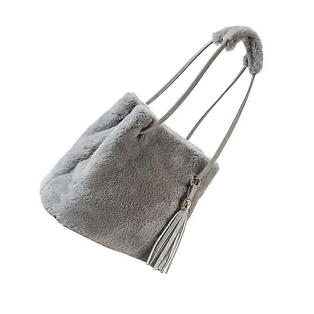 Delicate Plush Bucket Bag Chic Single-Shoulder Bag for Storage Use