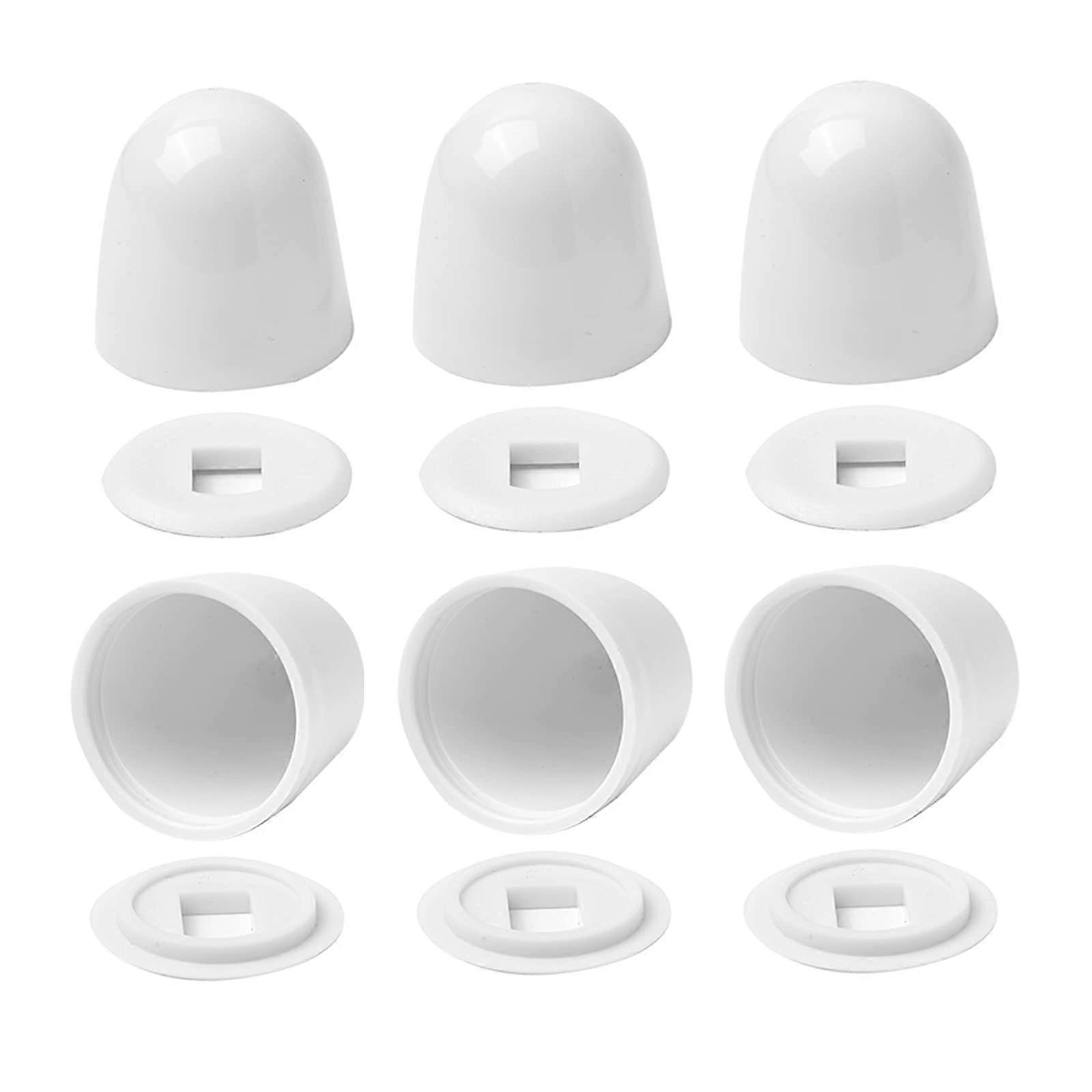 6 Pack Universal Toilet Bolt Caps, White Round PushOn Covers with Washers, Durable Secure Fit