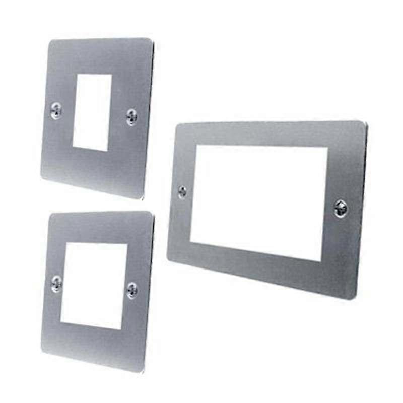 Satin Matt Chrome - Flat Plate - Modular Data Grid Faceplate - 100 x 50 mm