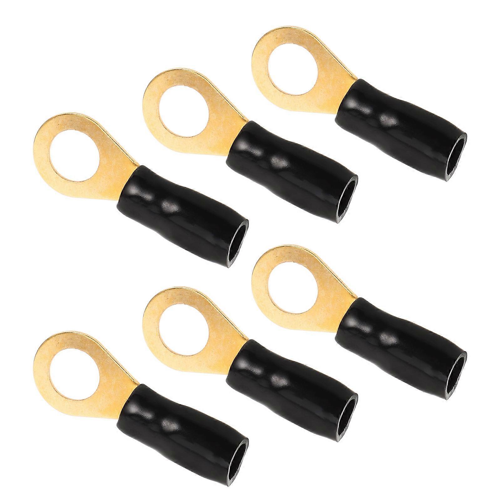 6Pcs Automotive Electrical Connector Ring Terminal for Cable Black Copper