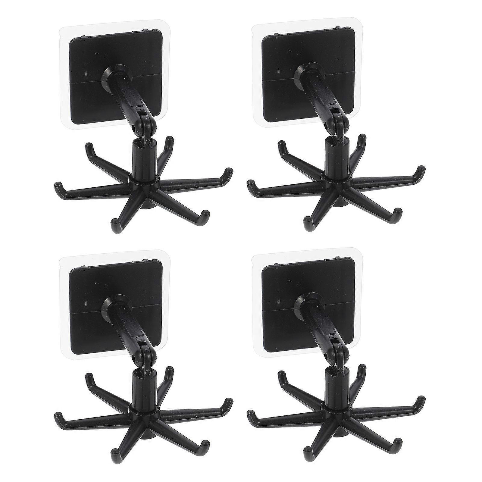 Black ABS Utensil Hanger for Kitchen Use 4Pcs Rotatable Holder