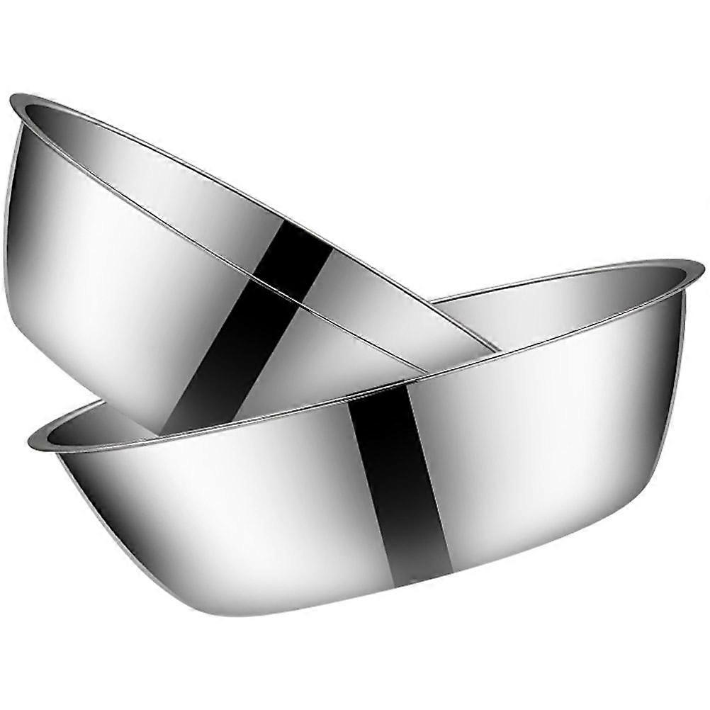 Silver Stainless Steel Vegetable Container for Kitchen Use 2Pcs Round Soup Pot